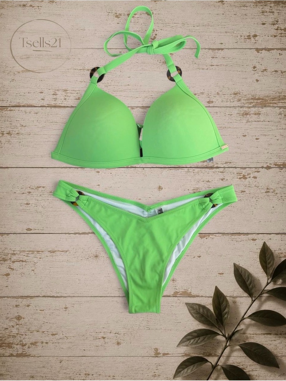 PINK Victoria’s Secret Neon Lime Green Bikini Set - XL Top / M Bottom
